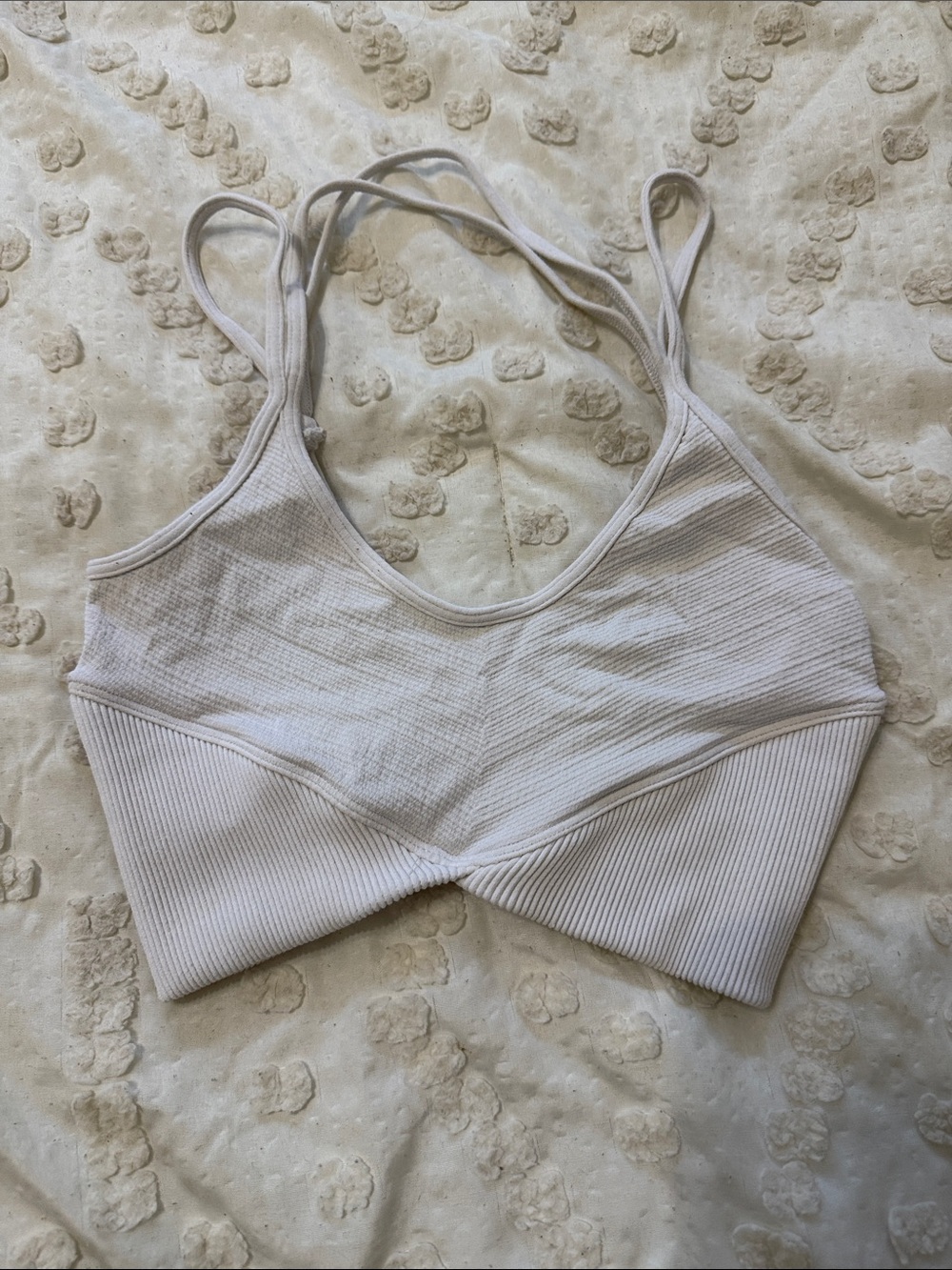 FP Movement by Free People diamond white Ribbed Double-Strap Bralette